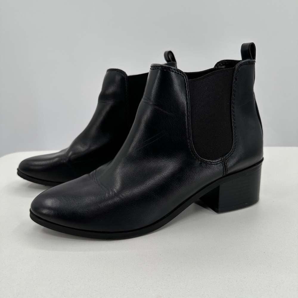 A New Day TARGET Black Faux-Leather Ankle Boots Booties size 8.5 Women's Slip-on